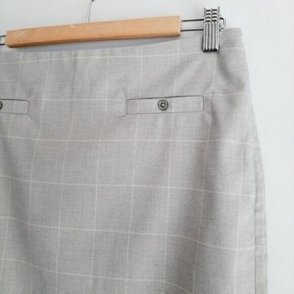 BANANA REPUBLIC | Mini Skirt Plaid Window Pane Check Pattern Grey Sz 6 - Picture 3 of 7